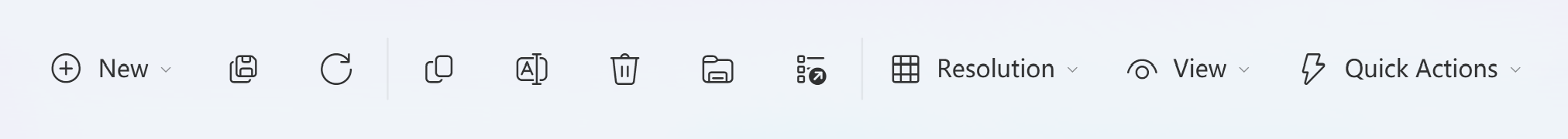 Toolbar commands
