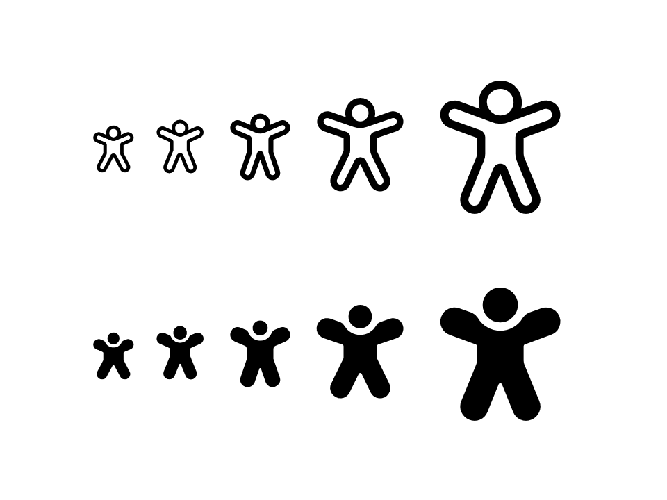 Different sizes of Fluent System Icons